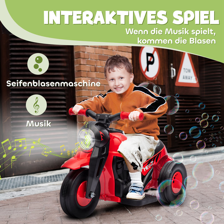 Børne-elmotorcykel, 6V børnemotorcykel med musik, blæser 2,5-3 km/t, til børn i alderen 2-5 år
