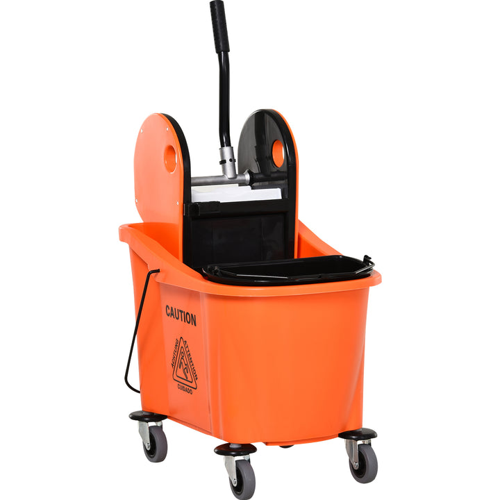Rengøringsvogn 36 liter mobil spand rengøringsspand moppevogn med vridemaskine, orange, 54 x 41 x 91,5 cm