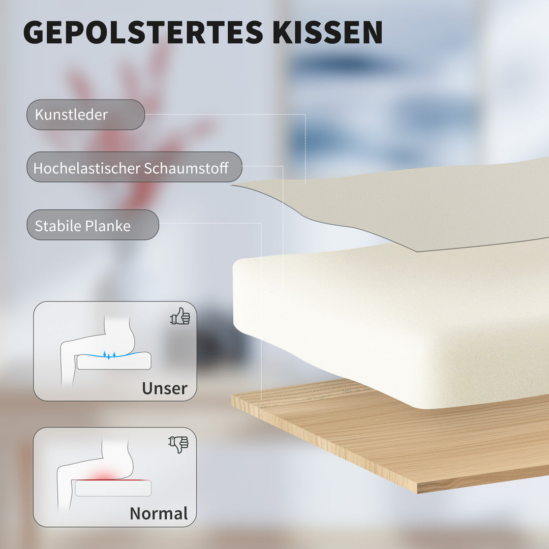 Kontorstol med dyrevenligt kunstlæderbetræk, fodstøtte, højdejusterbar, hjul, beige
