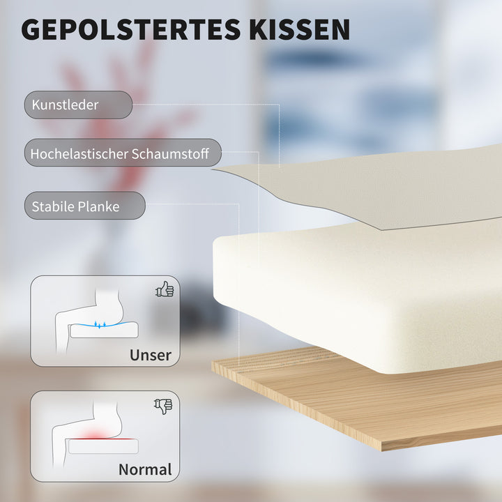 Kontorstol med dyrevenligt kunstlæderbetræk, fodstøtte, højdejusterbar, hjul, beige