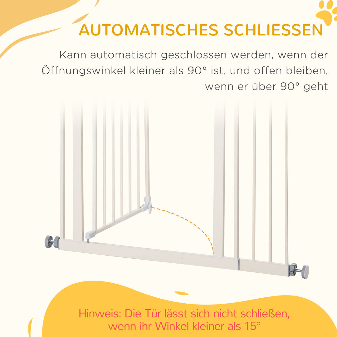 Ekstra høj hundegitter med automatisk lukning, metalramme, 97,5 x 104,1 cm, hvid