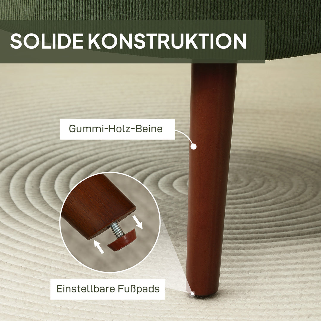 Moderne lænestol, polstret accentstol med lændehynde, grøn