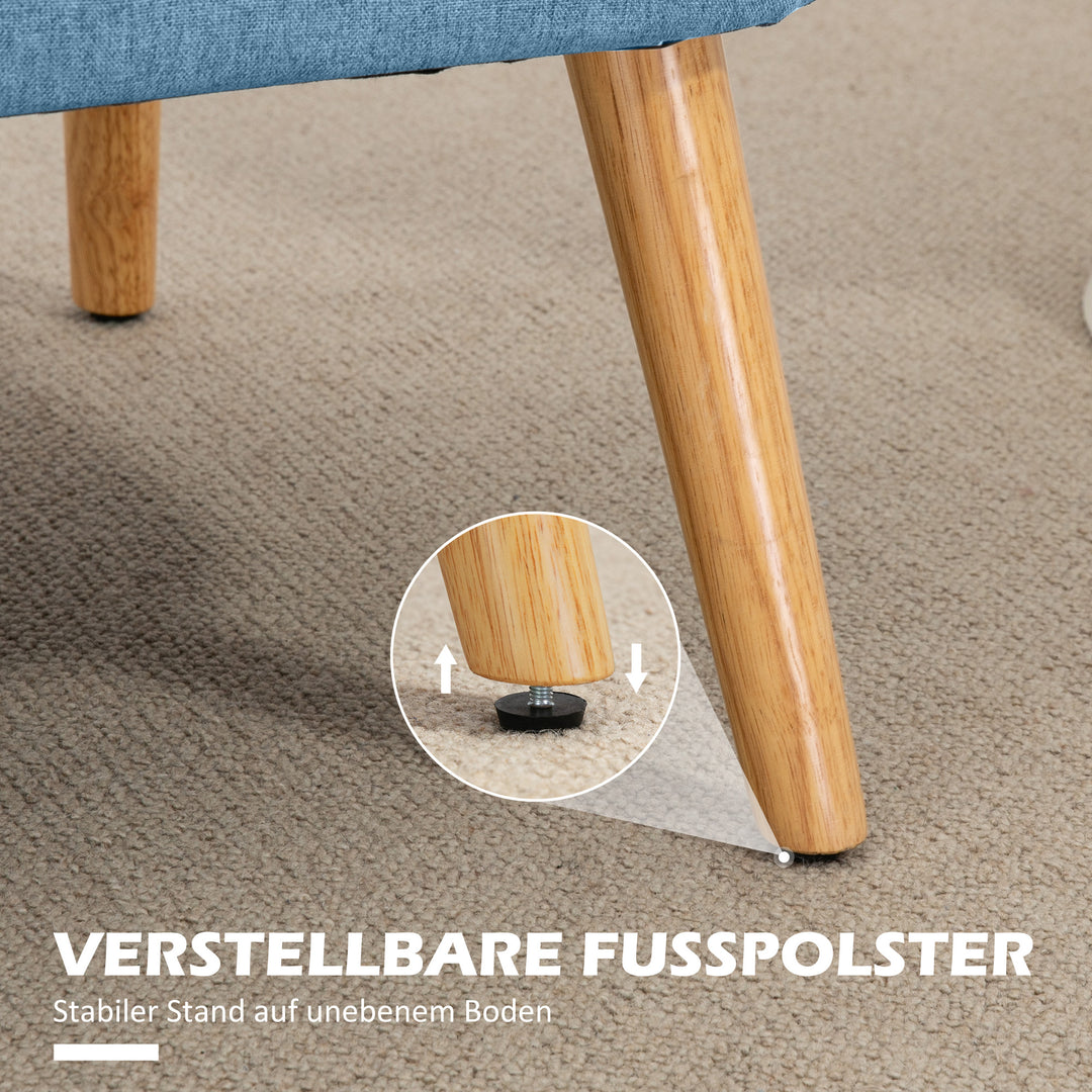 2-Personers sofa i retro-look, blød polstring, letplejeligt betræk, op til 150 kg, 117 x 56,5 x 77 cm, blå