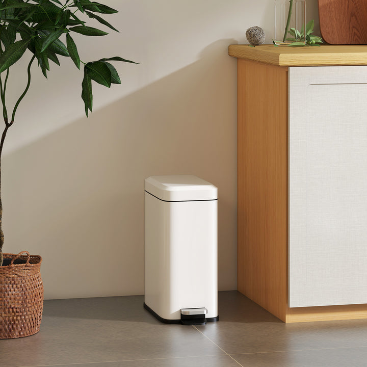 Metal skraldespand, 5 l kapacitet, med fodpedal, med indvendig spand, hvid