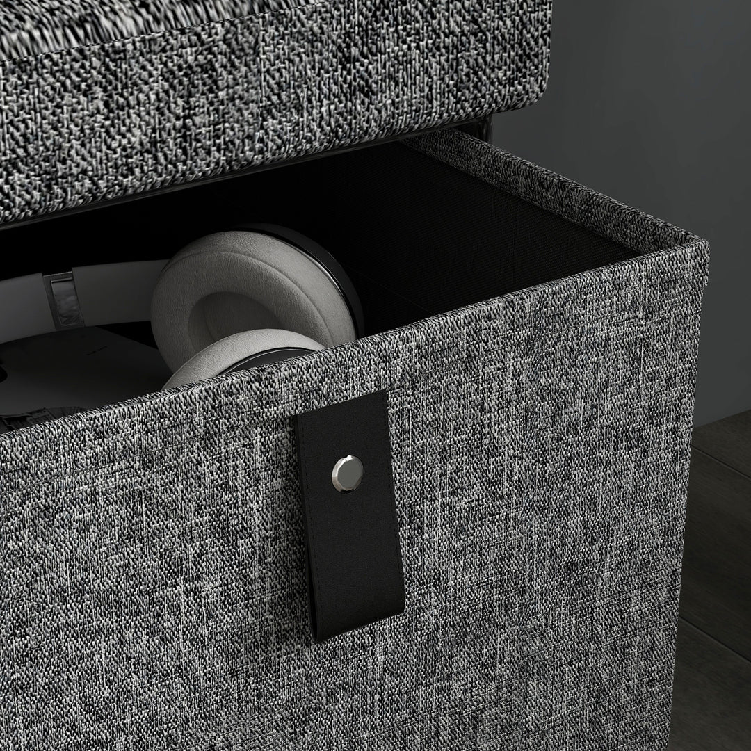 Polstret skobænk, 6 skorum, mdf-stel, linnedlook, grå