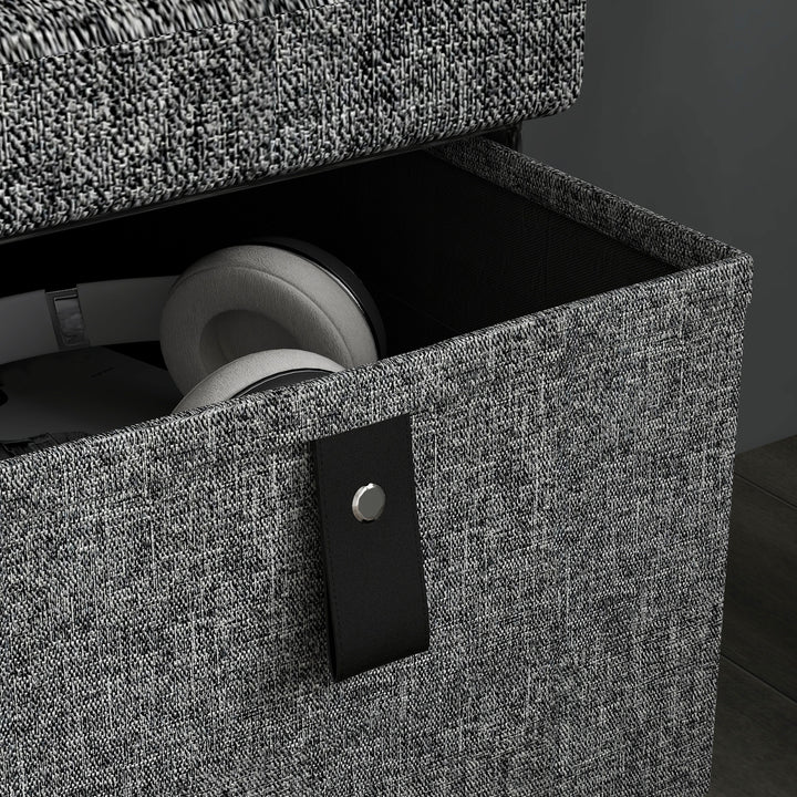 Polstret skobænk, 6 skorum, mdf-stel, linnedlook, grå