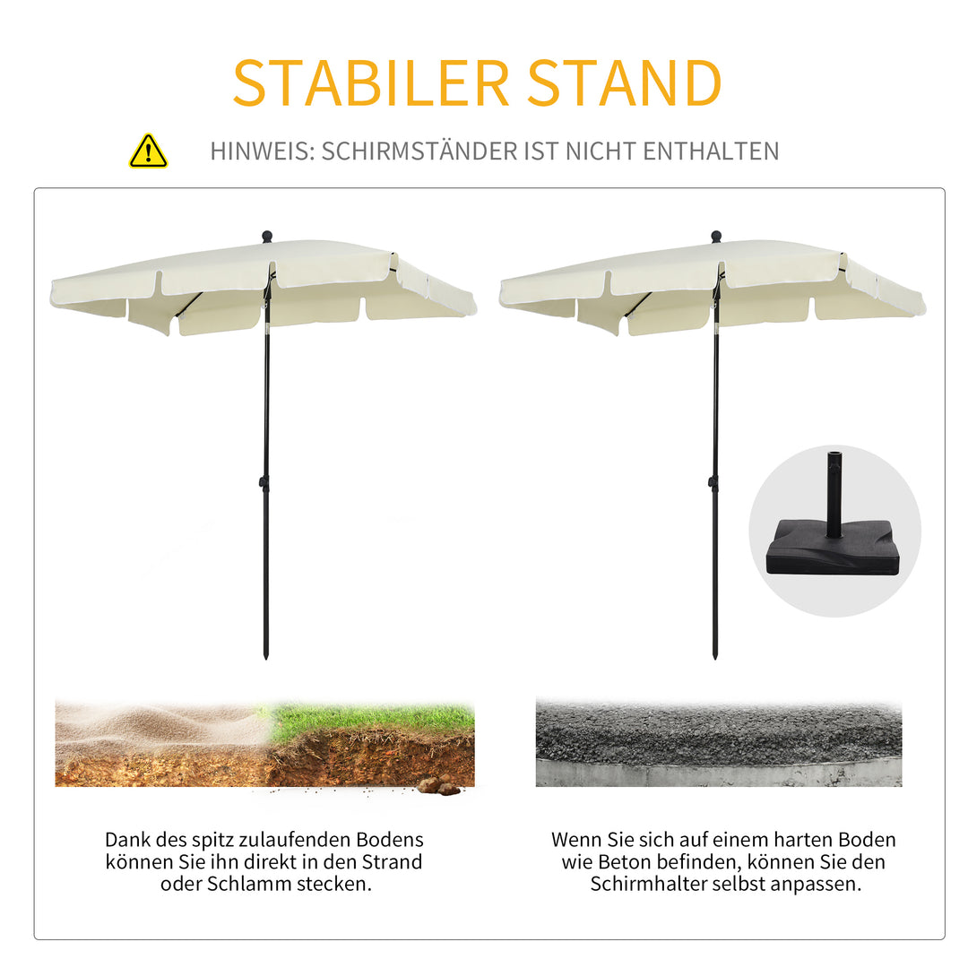 Parasol, strandparasol, haveparasol, balkonparasol, solskærm, foldbar, cremehvid