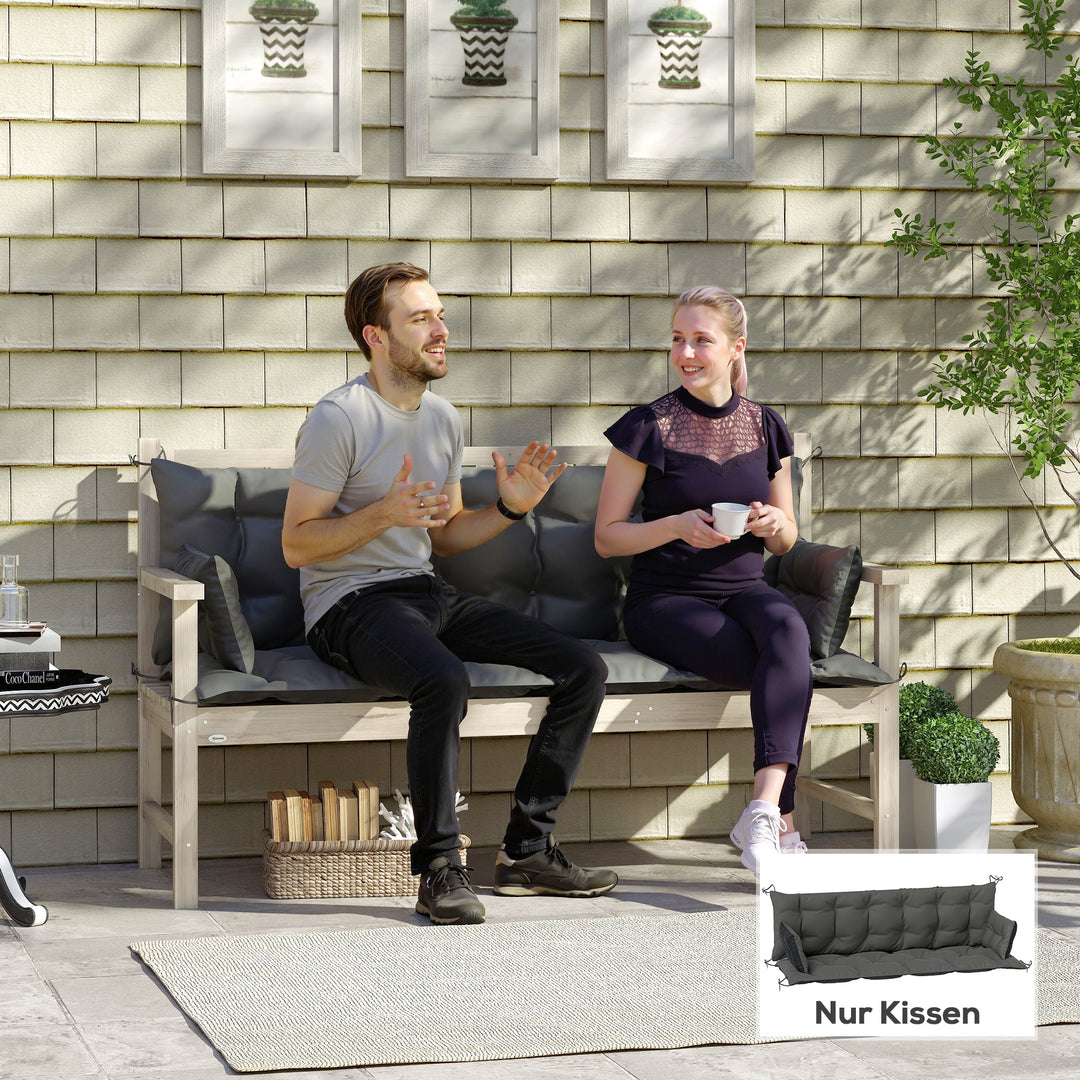 Udendørs hyndesæt til bænk eller verandagynge, tofarvet, polyester, skum, 180 x 110 x 8 cm, mørkegrå