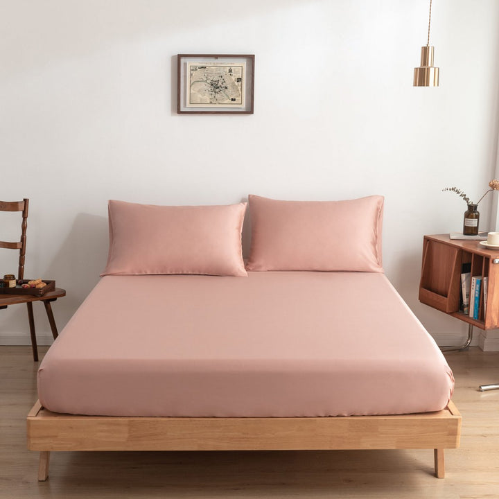 Pink bambus fitted lagen Premium - op til 30 cm - 400TC Tanboocel - Cuddle Pink