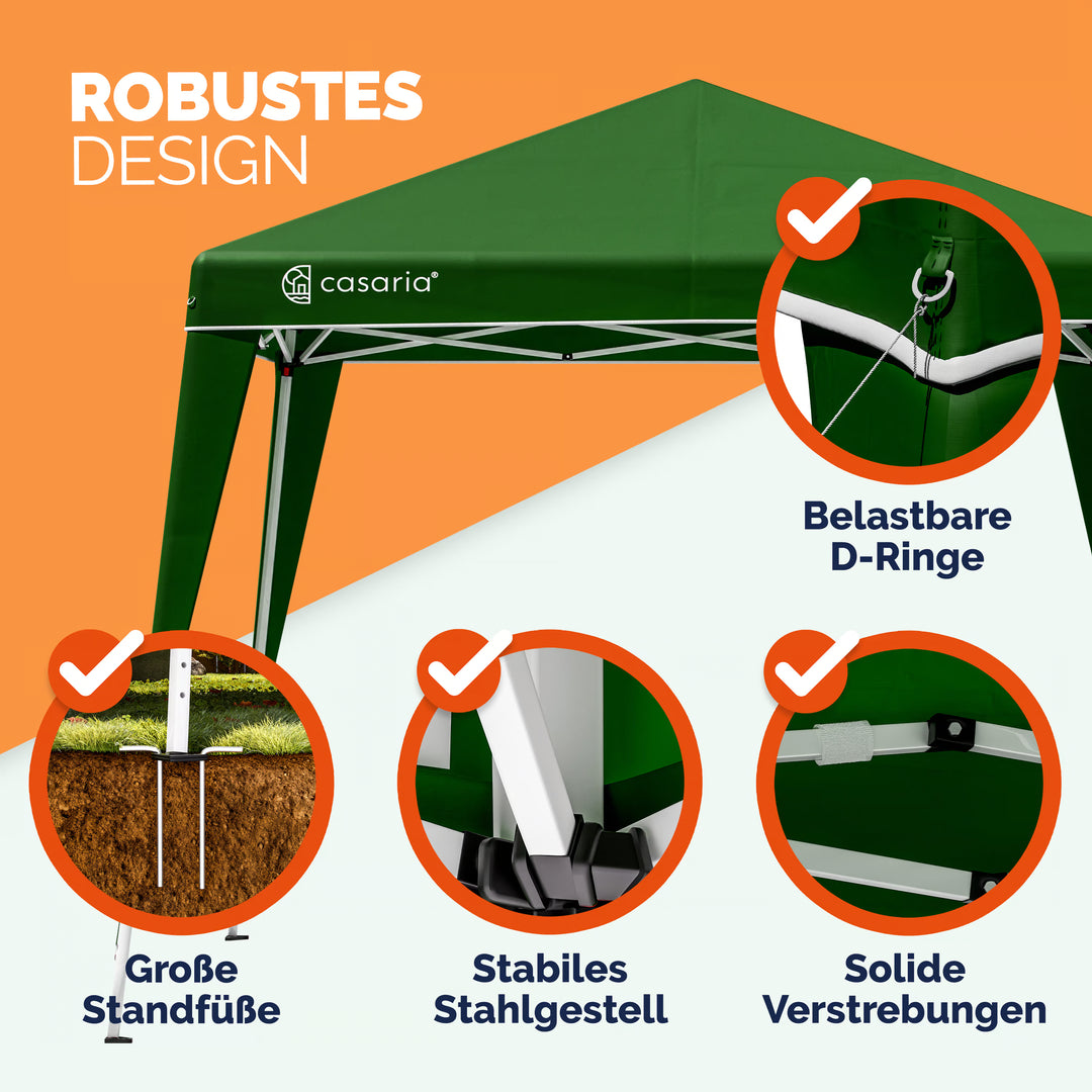 Pavillon pop-up 3x3m UV beskyttelse 50+ vandtæt, inkl. taske, Capri, grøn