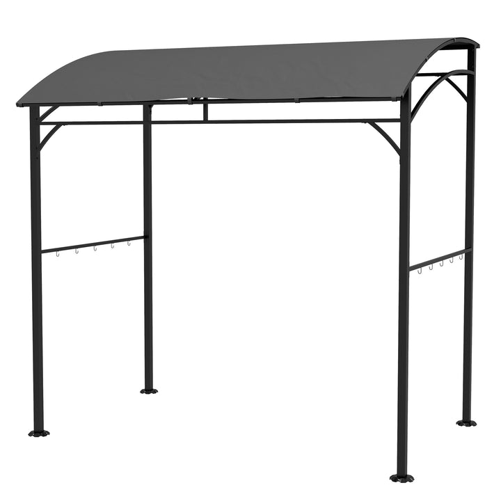 Grillpavillon, grillovertræk, regnslag, kroge til redskaber, stålramme, mørkegrå, 215 x 150 x 182/220 cm