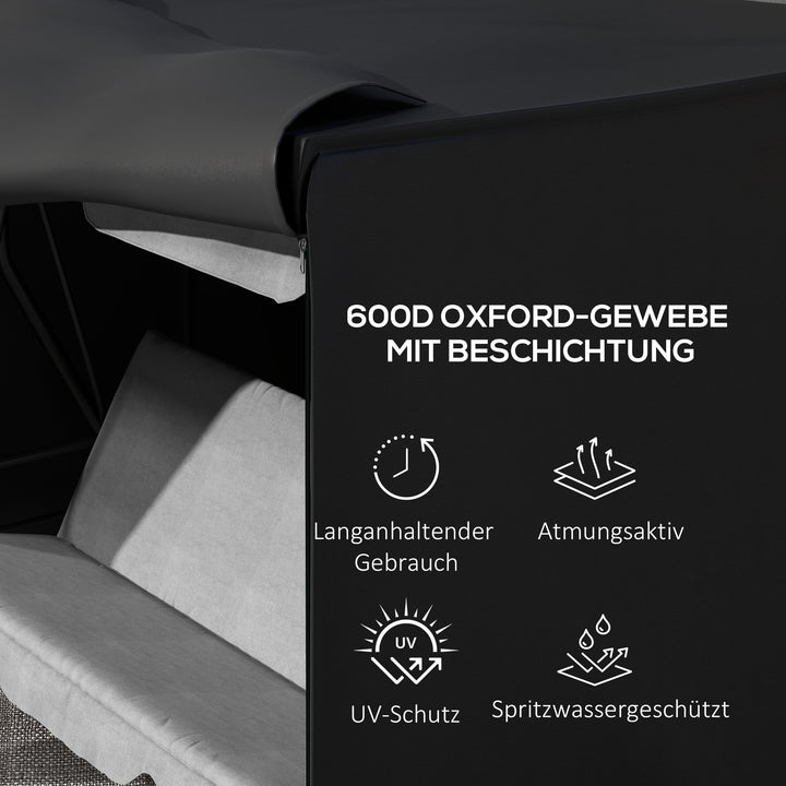 Havegyngeovertræk, beskyttelsesovertræk til verandagynge, vandtæt, 205 x 124 x 164 cm, sort