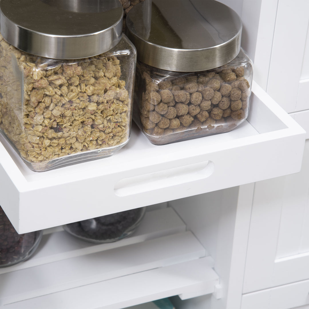 Køkkenvogn i landlig stil med 3 skuffer, hvid