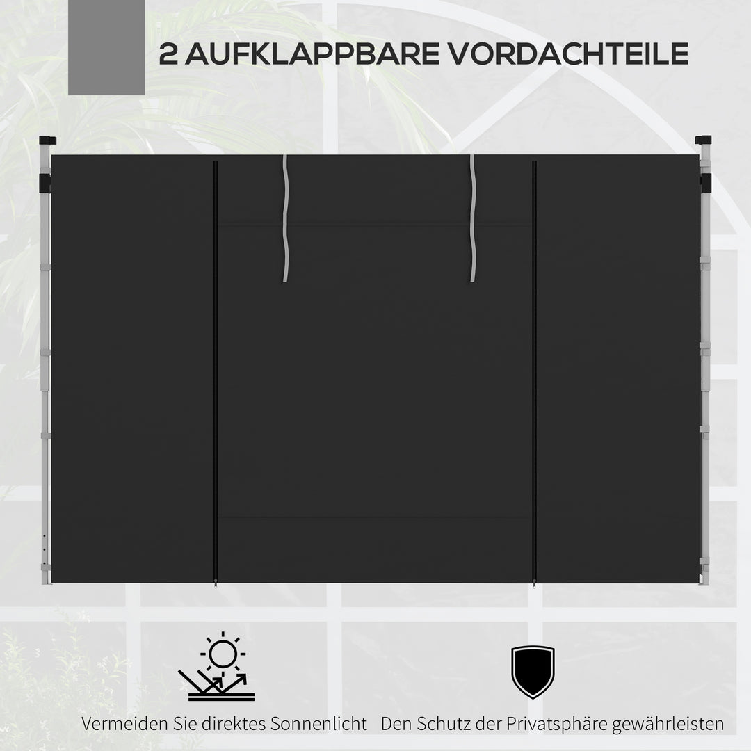 Sidevægge til 3 x 3/3 x 6 m pavillon, sidepaneler med vindue, dør, reservevægge til festtelt, oxfordstof, sort