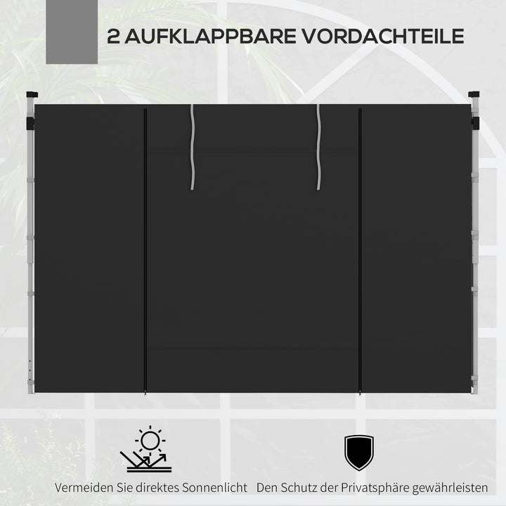 Sidevægge til 3 x 3/3 x 6 m pavillon, sidepaneler med vindue, dør, reservevægge til festtelt, oxfordstof, sort