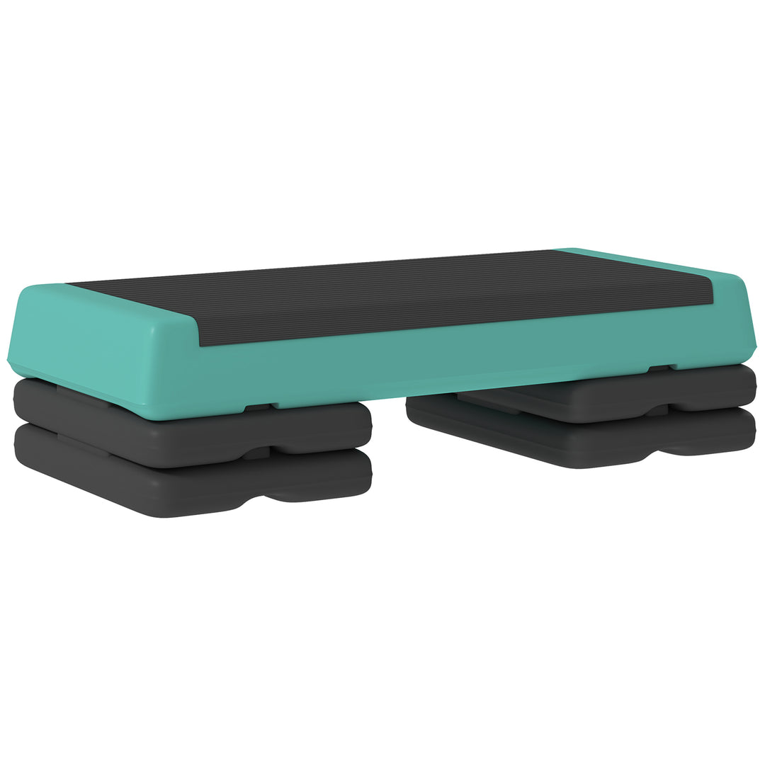 Højdejusterbart stepbræt, fitness aerobic stepper med 3 niveauer (10,5/15,5/20,5 cm), skridsikker grøn