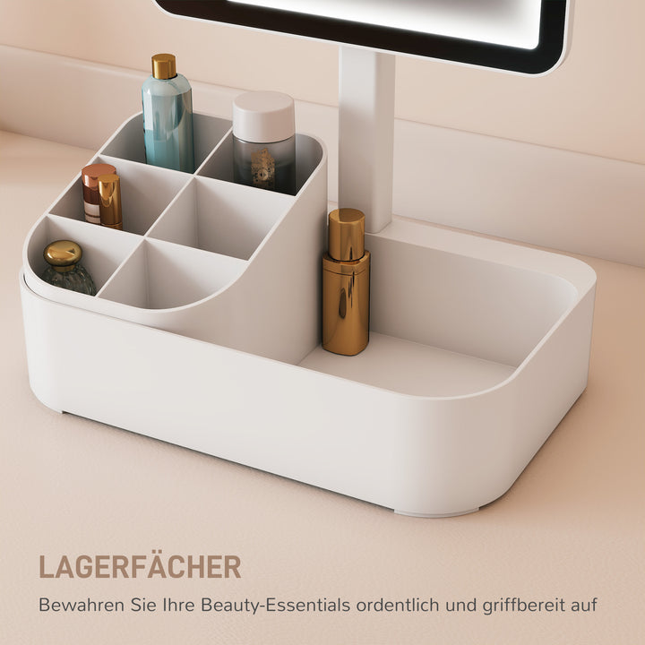 Genopladeligt LED makeupspejl med lys, 180° drejeligt, med 2 lysindstillinger, hvid
