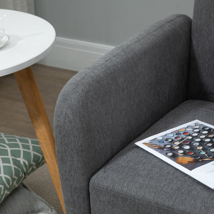 2-personers sofa med 2 puder, lille loveseat med fløjlstop, moderne polstret sofa til stue, soveværelse, lille værelse, grå 130 x 70 x 80 cm