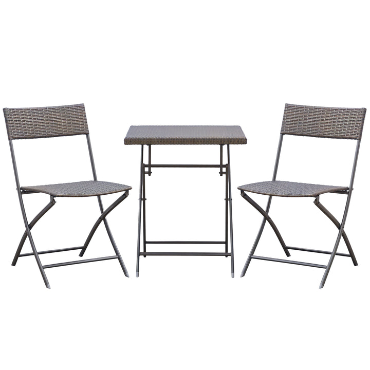 Polyrattan bistrosæt til 2 personer siddegruppe rattan havemøbelsæt sort