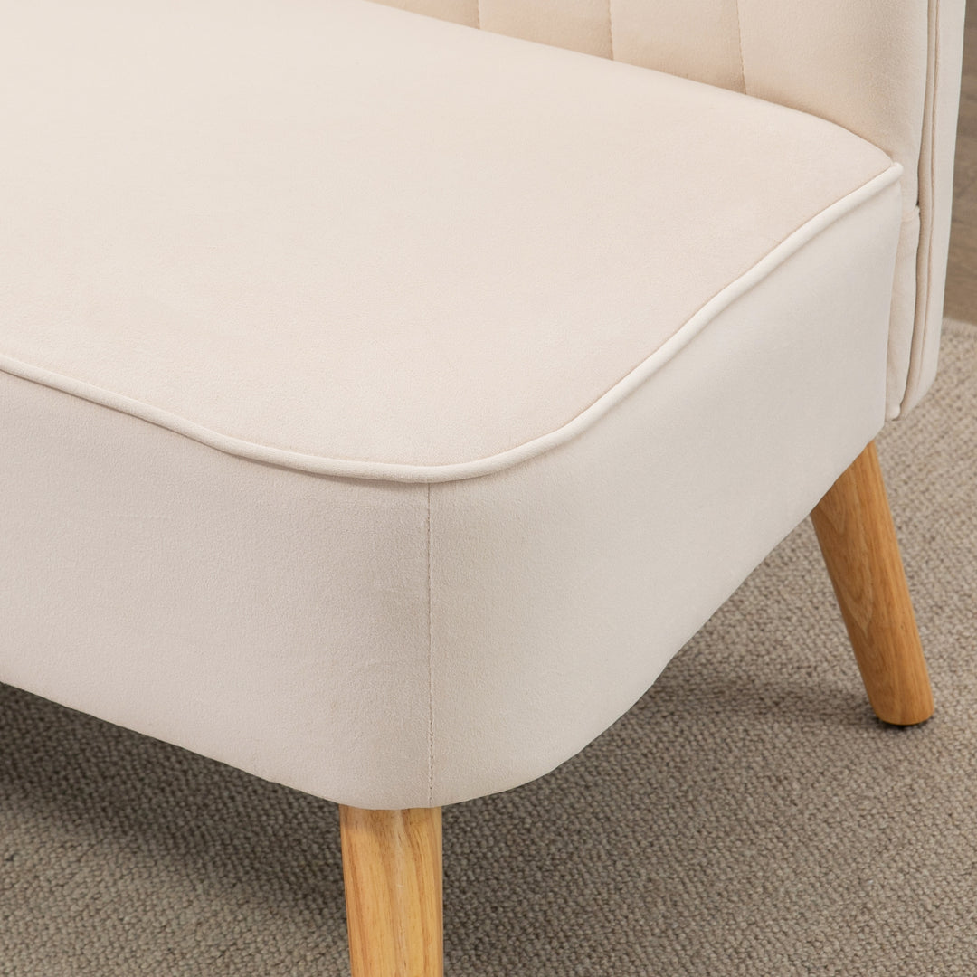 Retro design 2-personers sofa, træben, 117 cm x 56,5 cm x 77 cm, cremehvid