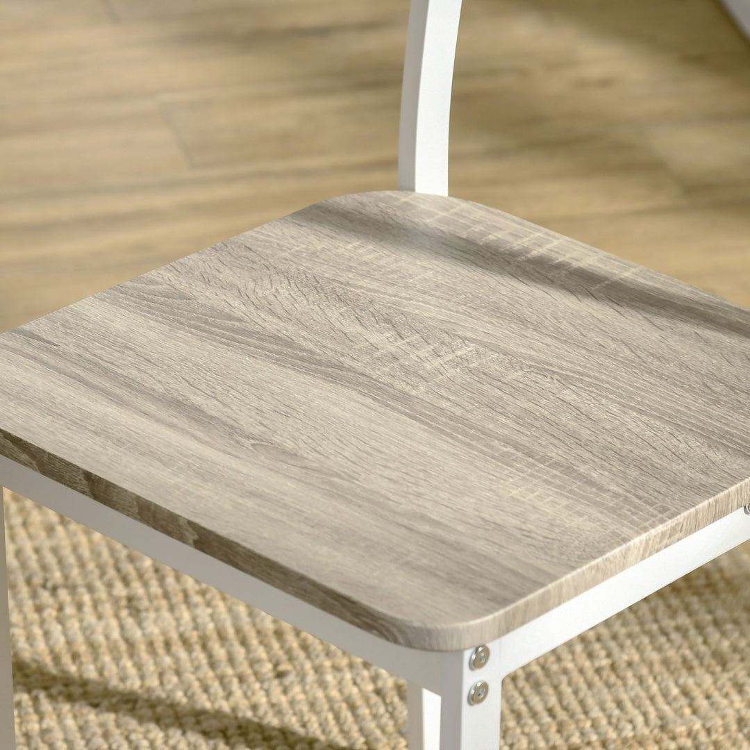 2-delt siddesæt, foldbart spisebord med 2 stole, klapbord, 110 cm x 70 cm x 75 cm, hvid + natur