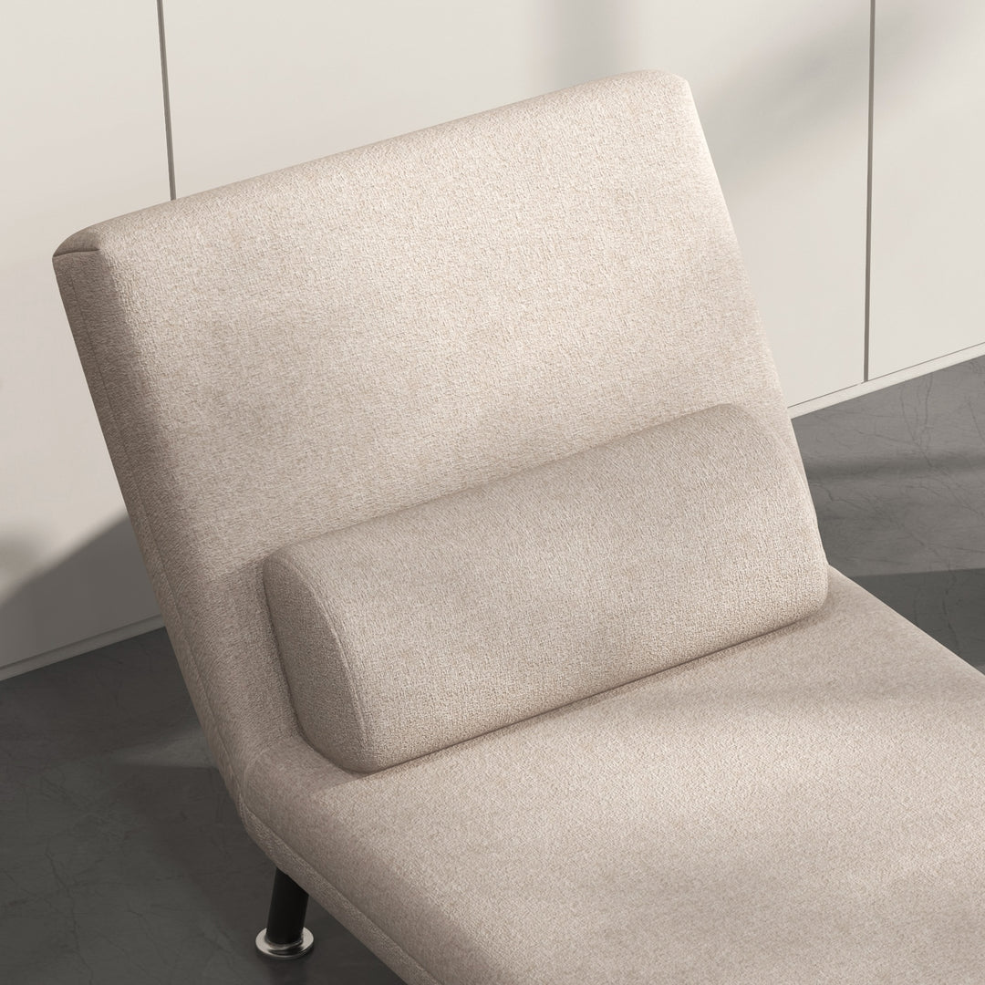 Klapstol med sengefunktion, foldbar afslapningsstol i linnedlook, justerbar ryglæn, 75 x 70 x 75 cm, beige