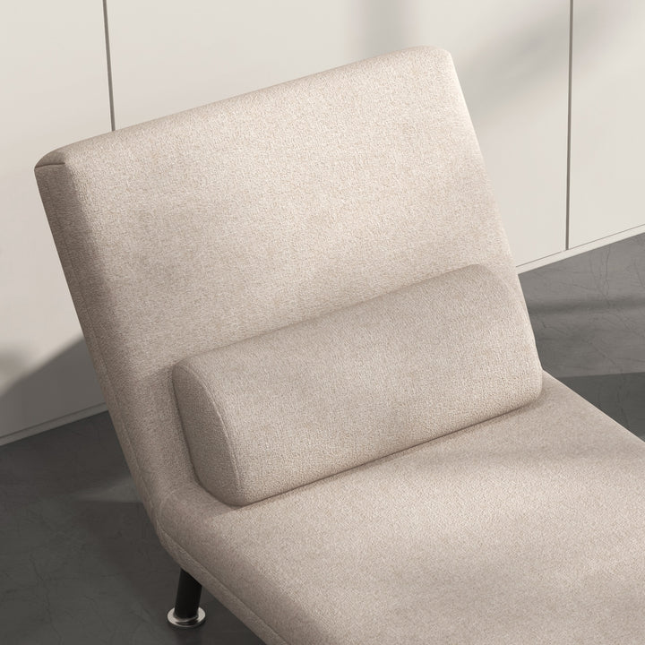 Klapstol med sengefunktion, foldbar afslapningsstol i linnedlook, justerbar ryglæn, 75 x 70 x 75 cm, beige
