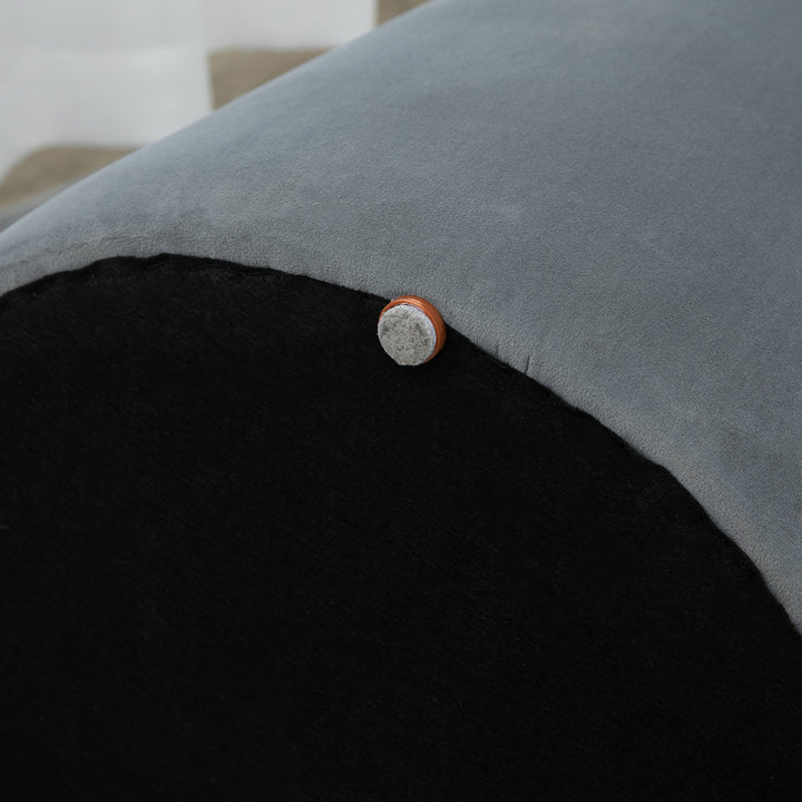 2-I-1 fløjlsskammel med opbevaring og aftageligt låg, 44 cm x 47,5 cm, grå