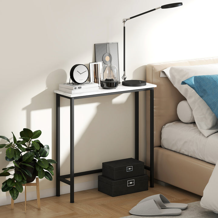 Konsolbord, entrebord med justerbare fodpuder, anti-tip beskyttelse, 75 x 24 x 76 cm, til små rum, sort