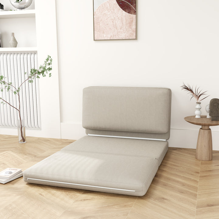 2-I-1 foldbar lænestol med gæstemadras, delbar, 120 cm bred, beige