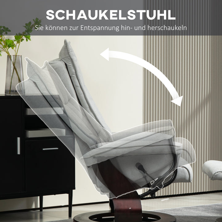 Lænestol med skammel, drejelig, vippefunktion, justerbar ryglæn, op til 150 kg, grå