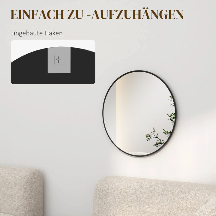 Vægspejl, moderne design, ø61 cm, sort