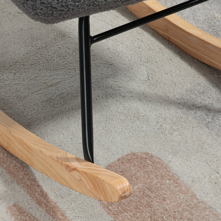 Retro gyngestol, massivt træ, lænestol, afslappende lænestol, 98 cm x 71 cm x 101 cm, mørkegrå