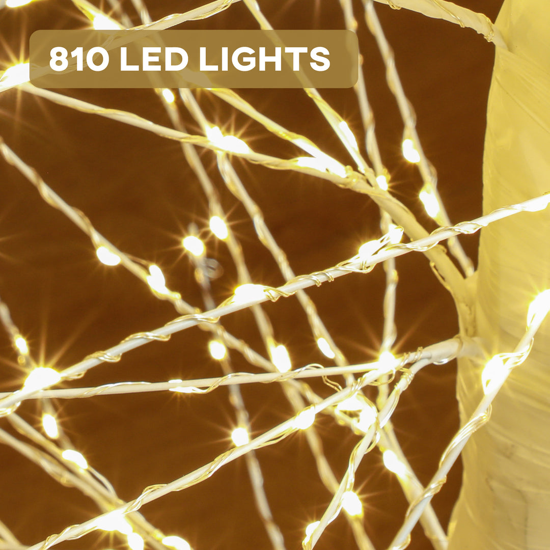 Kunstigt grantræ med led-belysning, 180 cm højt juletræ, realistisk bark, hvid