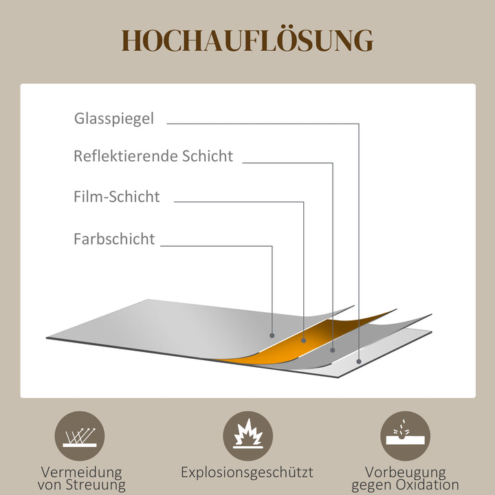 Vægspejl, moderne design, ø61 cm, sort