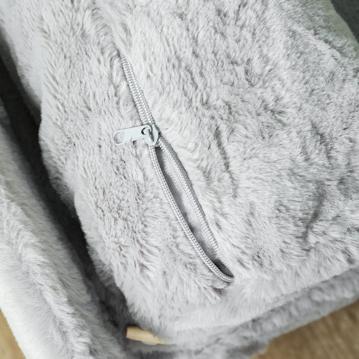 Hundeseng, hundesofa, vaskbart plysbetræk, op til 20 kg, 80 x 50 x 40 cm, lysegrå