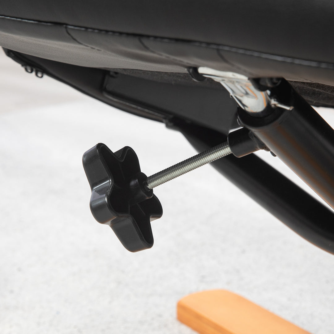 Lænestol med fodskammel, lænefunktion, betræk i kunstlæder, op til 150 kg, 71 x 84 x 102 cm, sort