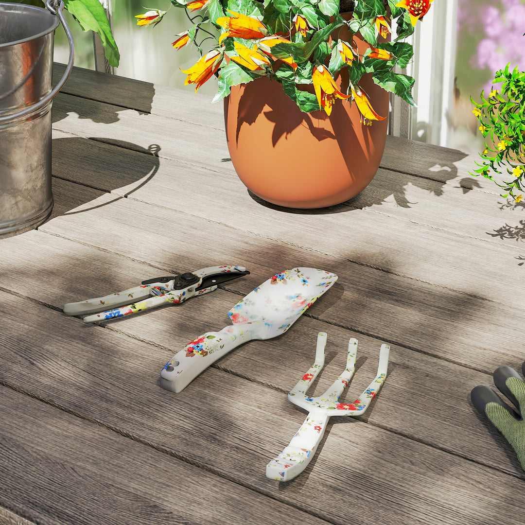 Haveværktøjssæt 3 dele haveværktøj lavet af metal med blomsterske håndrive havesaks