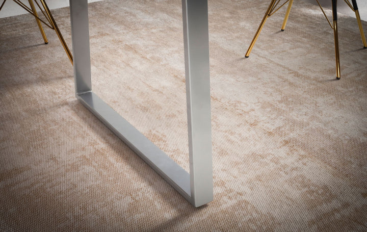 Spisebord 180x90x76 cm, massivt akacietræ/metal, spisebord med levende kant, køkkenbord i massivt træ med trapezformede forkromede ben, rektangulært spisebord i træ