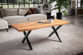 Robust charme: Design sofabord i massivt akacietræ med sort metalstativ (120x60 cm)