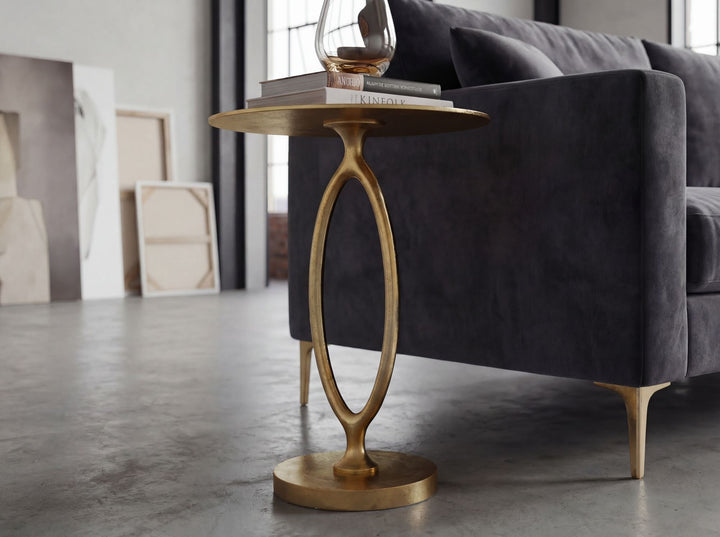 Rundt Sidebord 44 cm i Guld Aluminium – Moderne Designbord