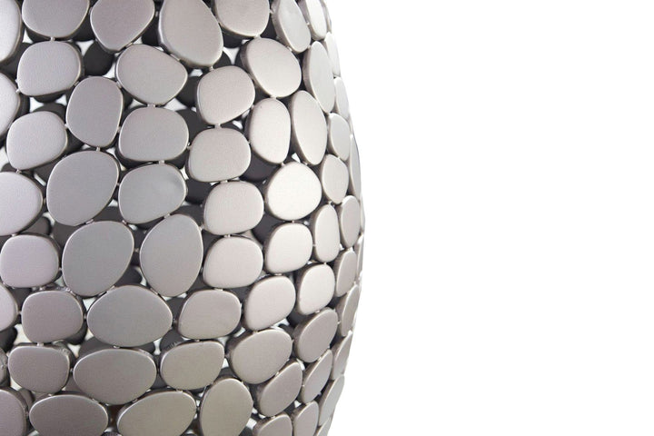Design sidebord rundt 40 cm lavet af aluminium sølv & hvid marmor bordplade, håndlavet