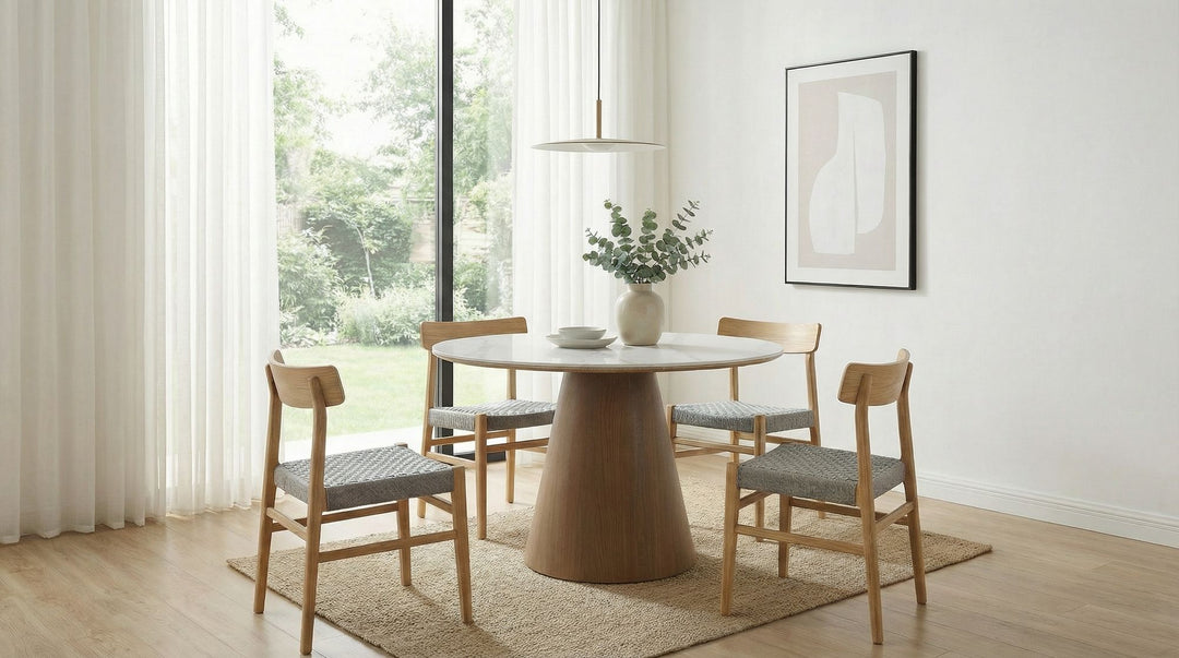Rundt spisebord Ø120 cm med elegant marmorlook