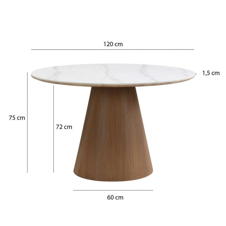 Rundt spisebord Ø120 cm med elegant marmorlook