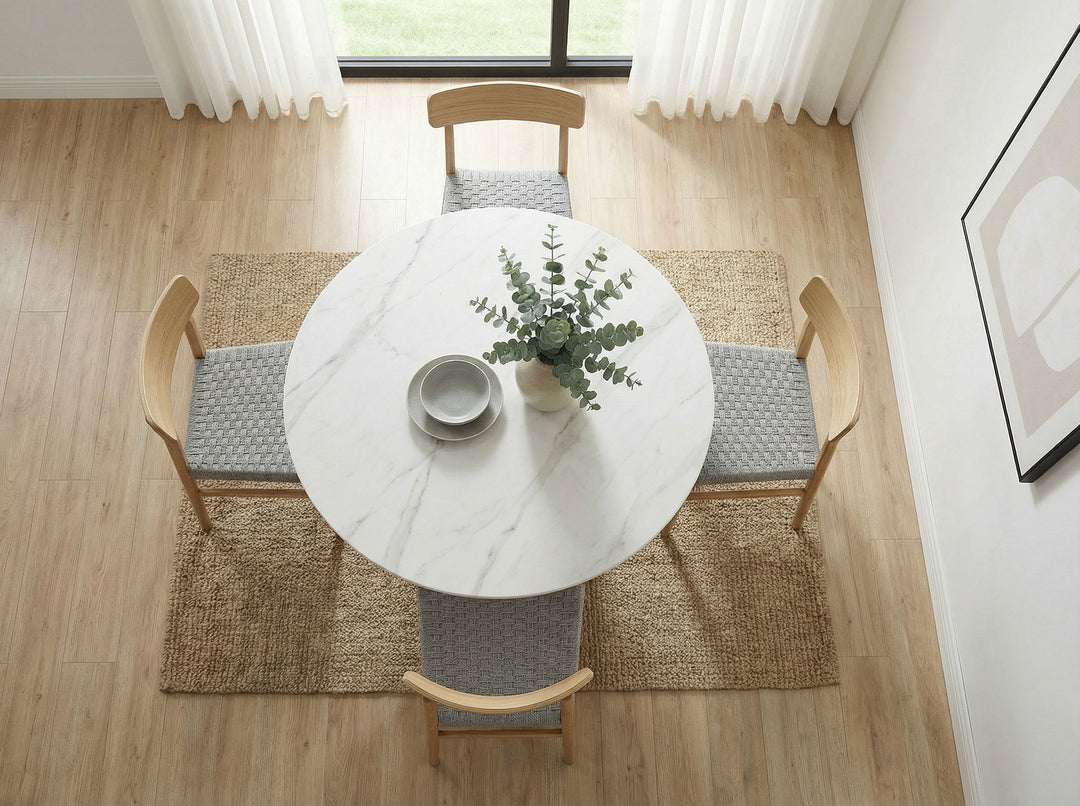 Rundt spisebord Ø120 cm med elegant marmorlook