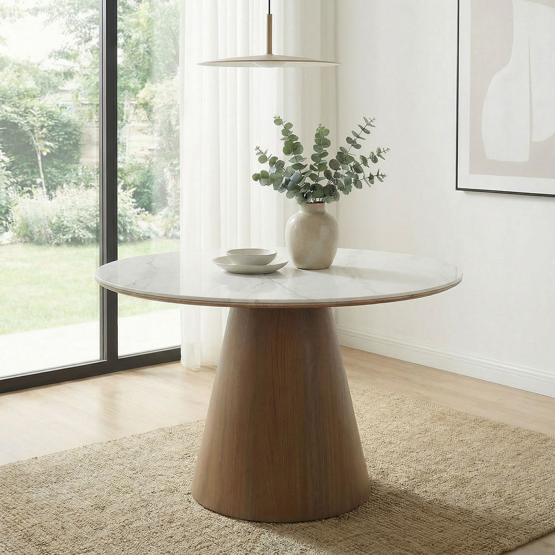 Rundt spisebord Ø120 cm med elegant marmorlook