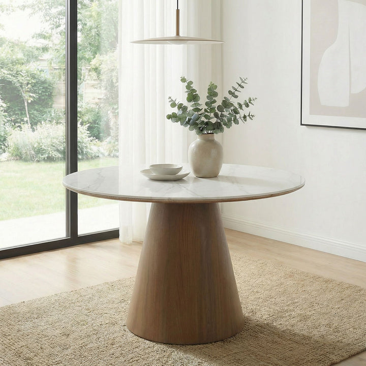 Rundt spisebord Ø120 cm med elegant marmorlook