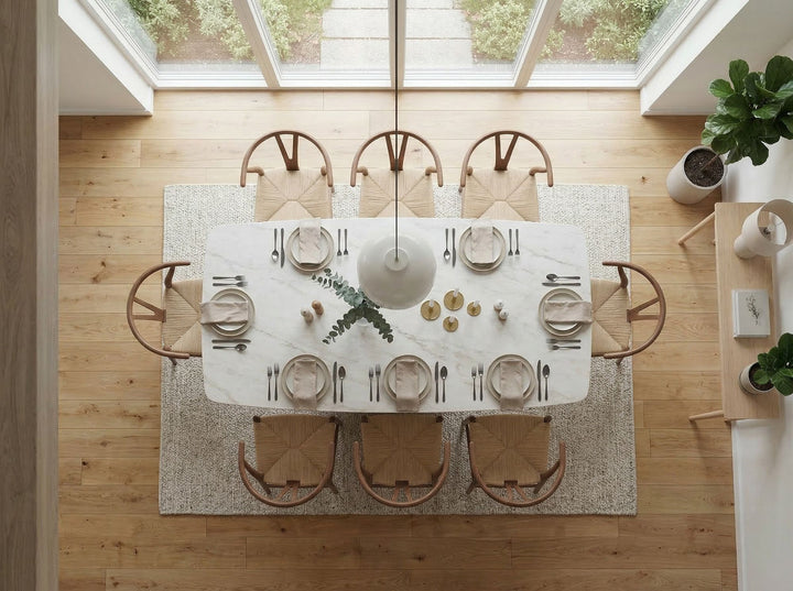 Stort spisebord 200 × 90 cm med elegant marmorlook