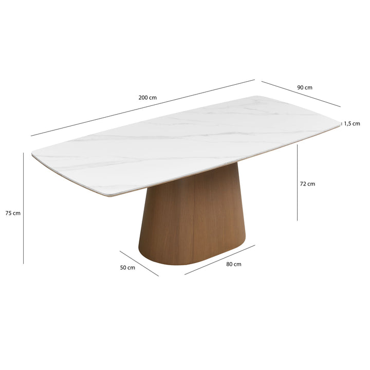 Stort spisebord 200 × 90 cm med elegant marmorlook