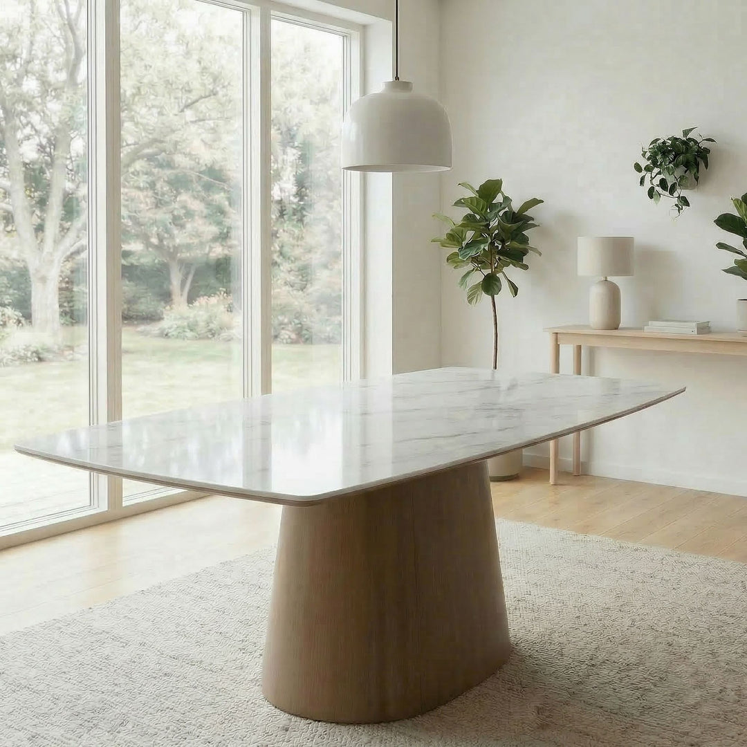 Stort spisebord 200 × 90 cm med elegant marmorlook